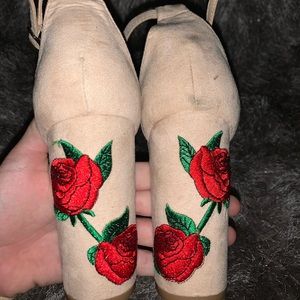 Charlotte Russe Rose Embroidered Heels